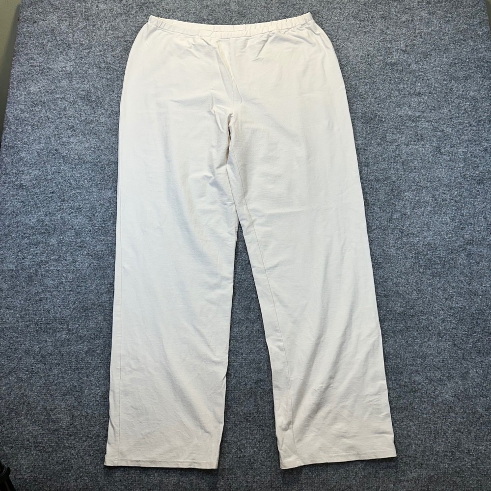 Eileen Fisher Pants Women L Cream Minimalist Quiet Luxury Viscose Blend